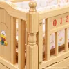 Solid wood baby bed, children's furniture, home decoration building materials, safe, environmentally friendly, multi-functional baby bed, detachable and washable bedding full image